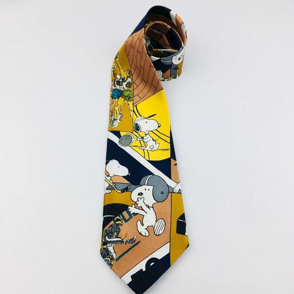 Vintage‎ Topaz Snoopy Necktie Peanuts Sports Tennis Football Basketball Hockey